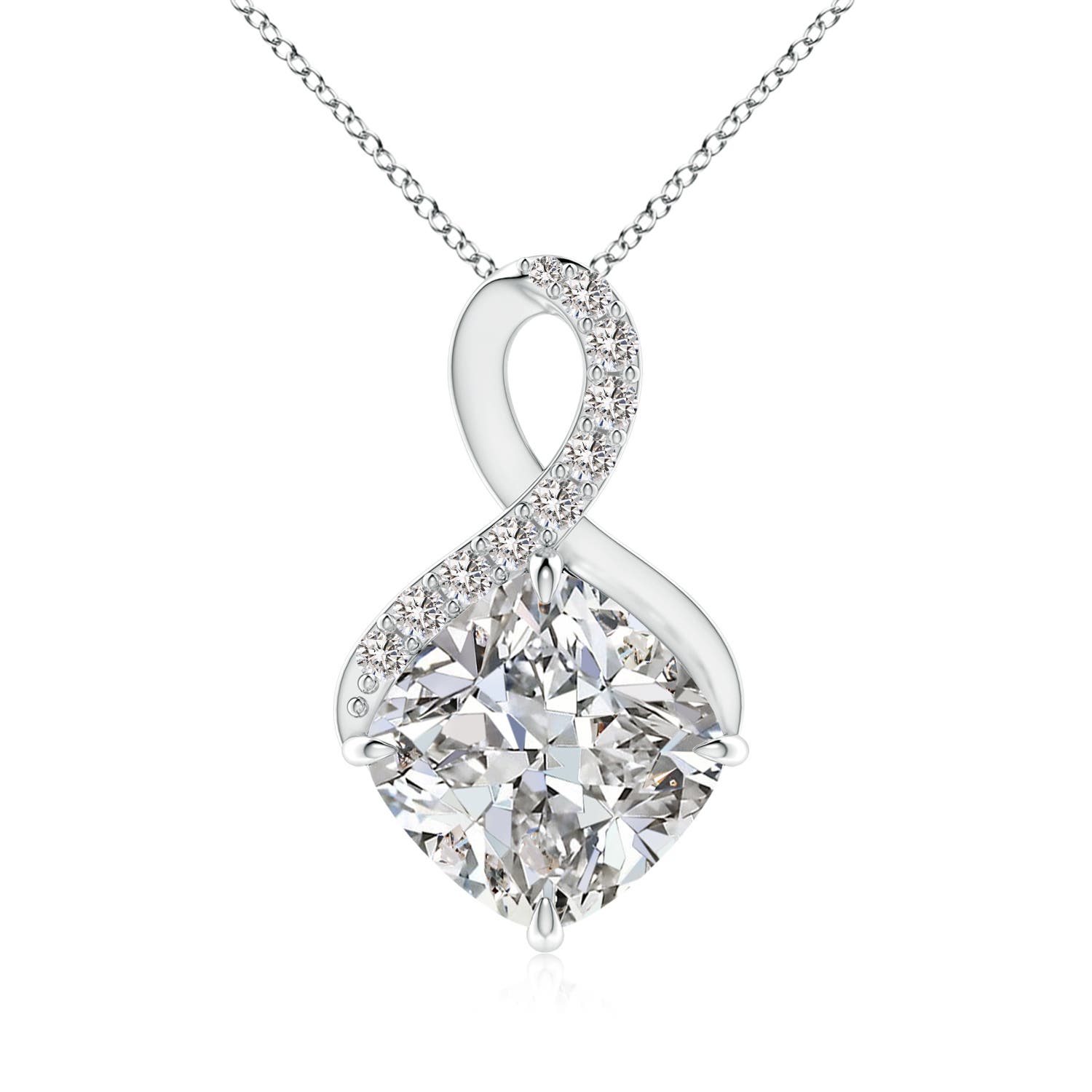 Angara 4.11 CTW Claw-Set Diamond Infinity Pendant with Diamond Accents in Platinum