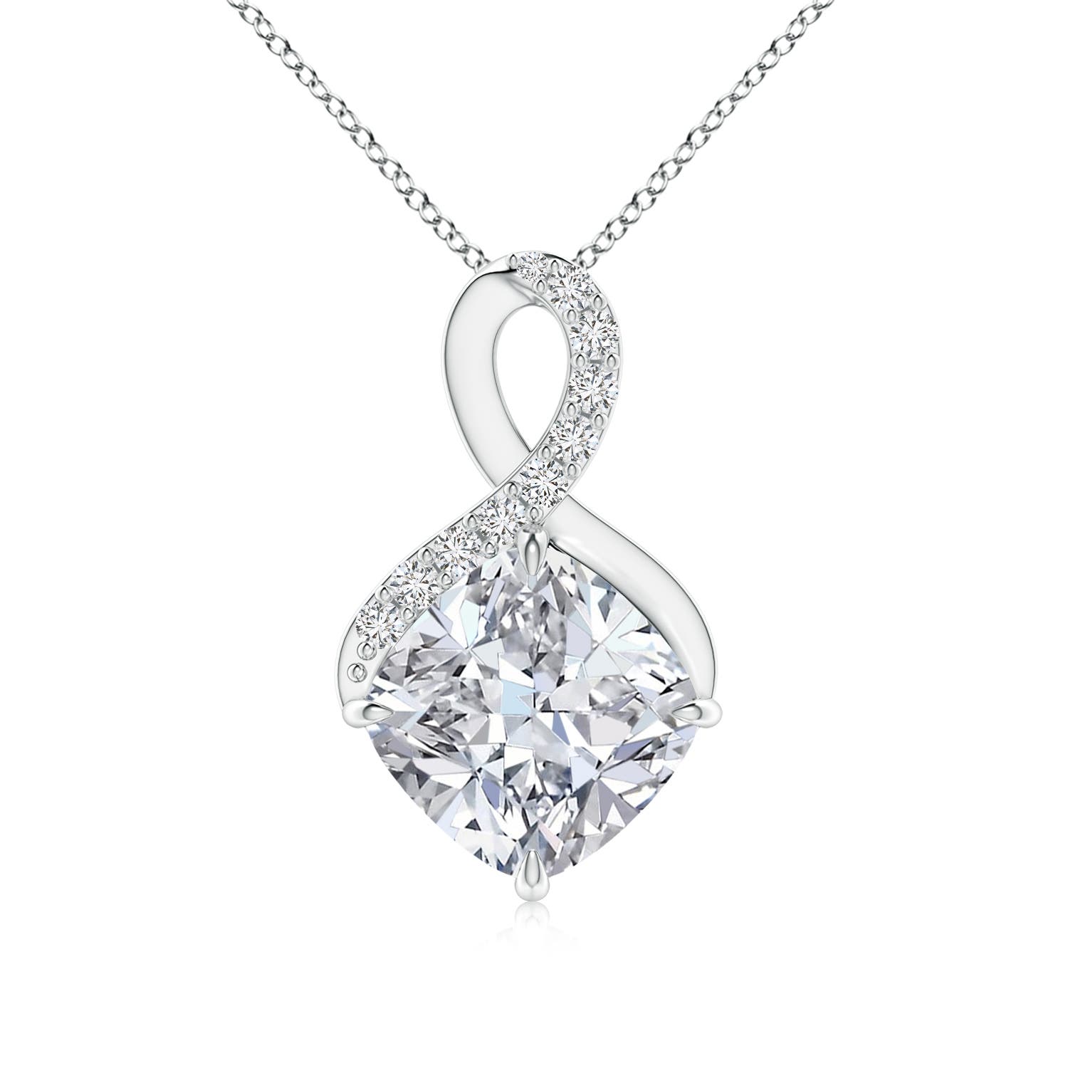 Angara 3.09 CTW Claw-Set Diamond Infinity Pendant with Diamond Accents in Platinum