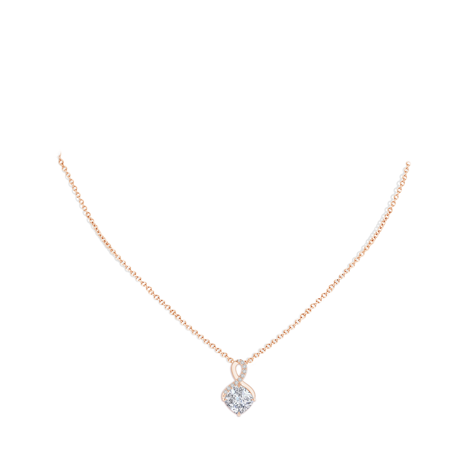 8mm HSI2 Claw-Set Diamond Infinity Pendant with Diamond Accents in Rose Gold pen