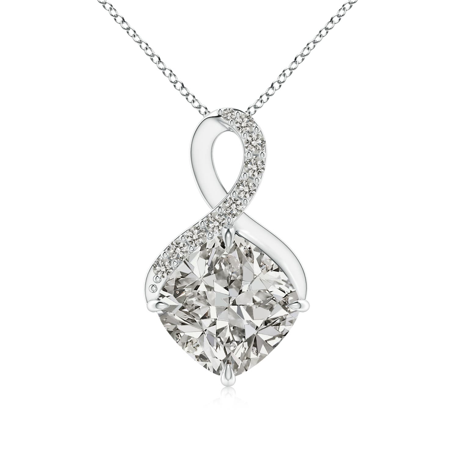 Angara 3.09 CTW Claw-Set Diamond Infinity Pendant with Diamond Accents in 14K White Gold