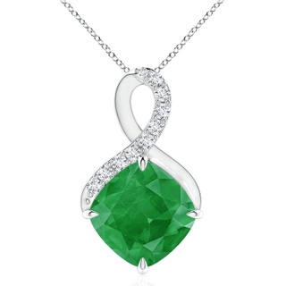 10mm A Claw-Set Emerald Infinity Pendant with Diamonds in P950 Platinum