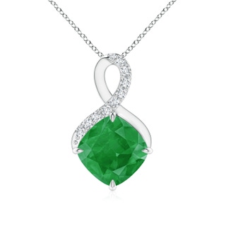 8mm A Claw-Set Emerald Infinity Pendant with Diamonds in P950 Platinum