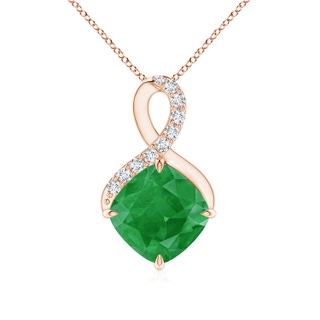 8mm A Claw-Set Emerald Infinity Pendant with Diamonds in Rose Gold