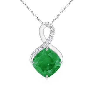 8mm A Claw-Set Emerald Infinity Pendant with Diamonds in S999 Silver