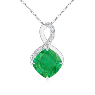 8mm AA Claw-Set Emerald Infinity Pendant with Diamonds in P950 Platinum