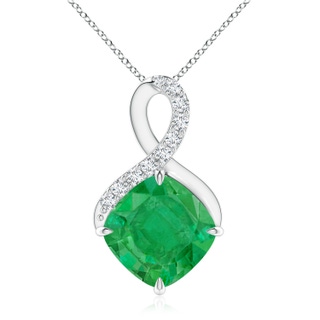 9mm AA Claw-Set Emerald Infinity Pendant with Diamonds in P950 Platinum