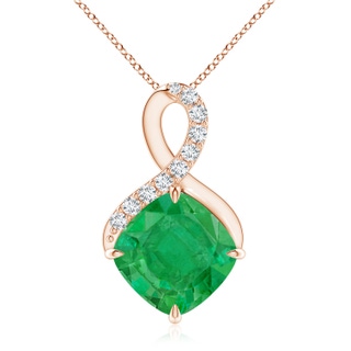 9mm AA Claw-Set Emerald Infinity Pendant with Diamonds in Rose Gold