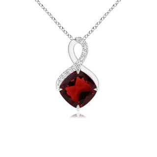 6mm AAA Claw-Set Garnet Infinity Pendant with Diamonds in White Gold