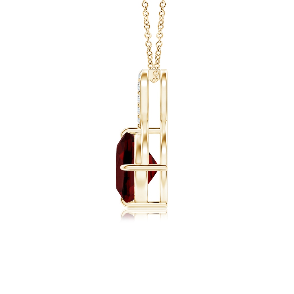 6mm AAAA Claw-Set Garnet Infinity Pendant with Diamonds in Yellow Gold - side 199
