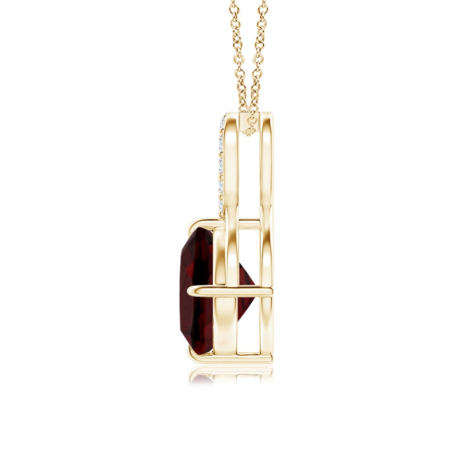 7mm AAA Claw-Set Garnet Infinity Pendant with Diamonds in Yellow Gold side 199