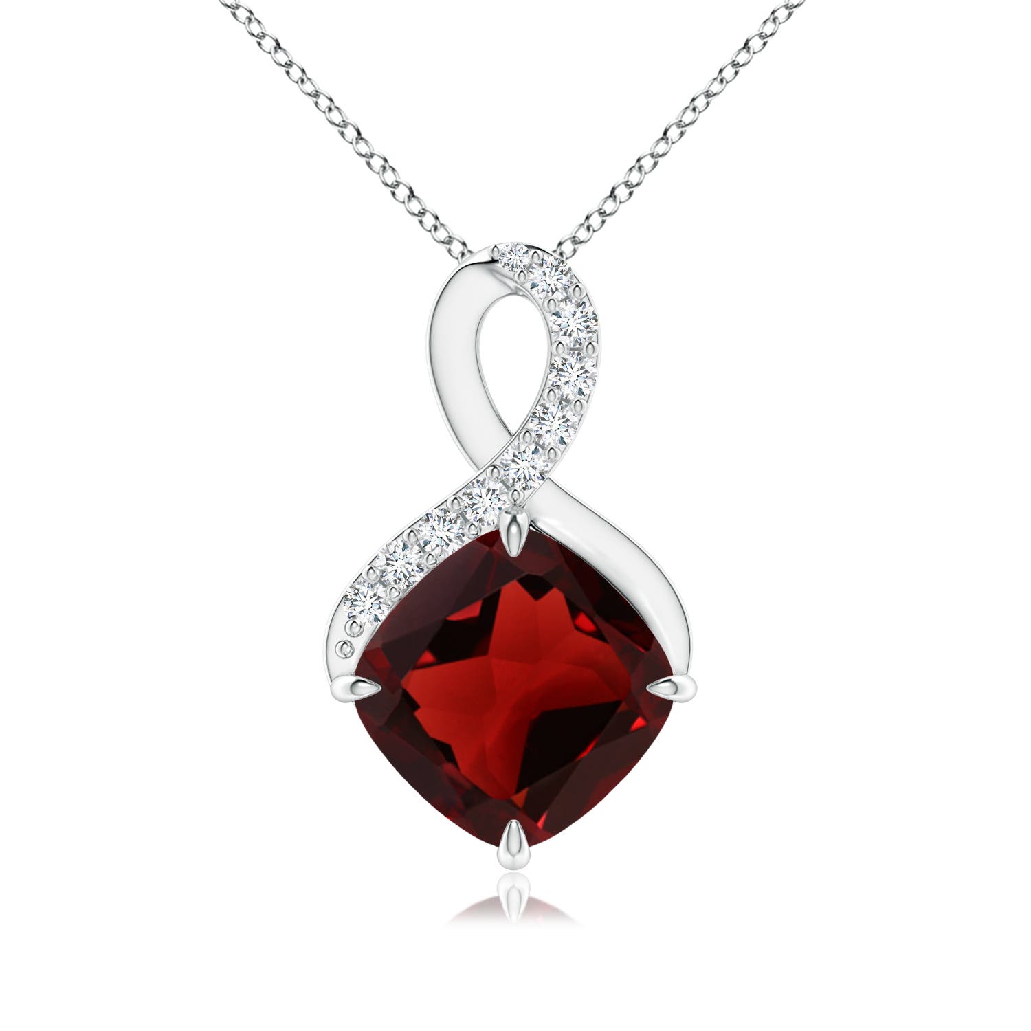 Claw-Set Garnet Infinity Pendant with Diamonds | Angara
