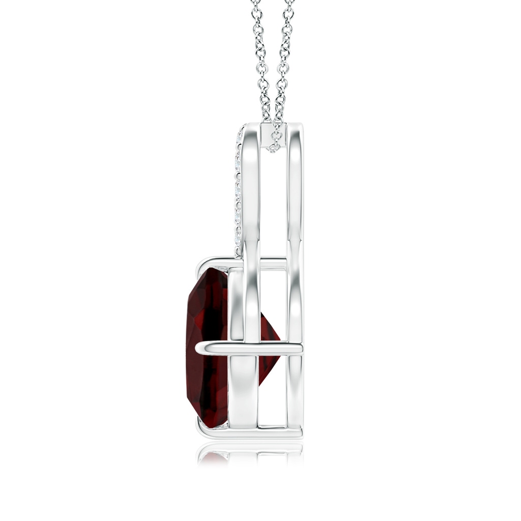 8mm AAA Claw-Set Garnet Infinity Pendant with Diamonds in White Gold Side 199