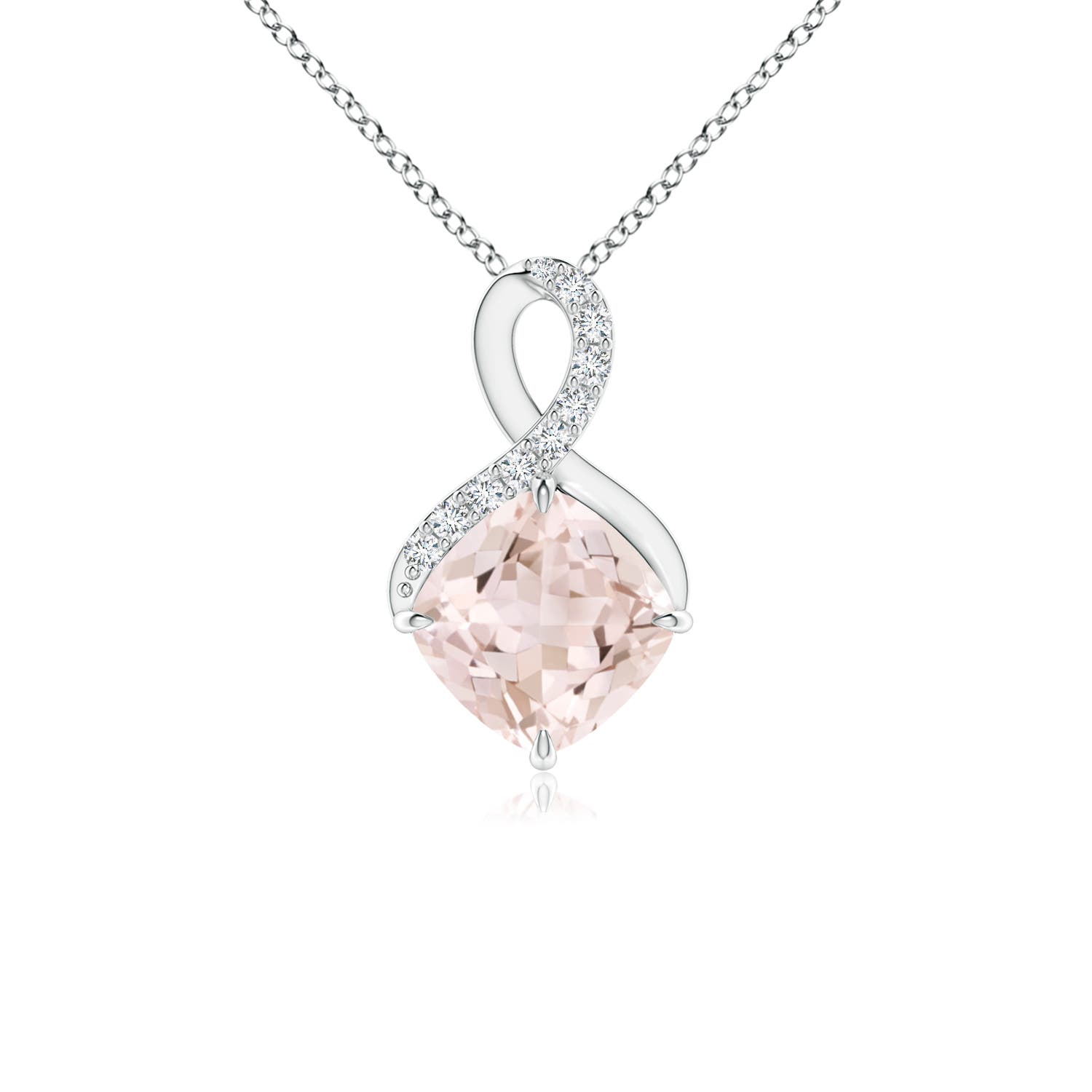 Claw-Set Morganite Infinity Pendant with Diamonds