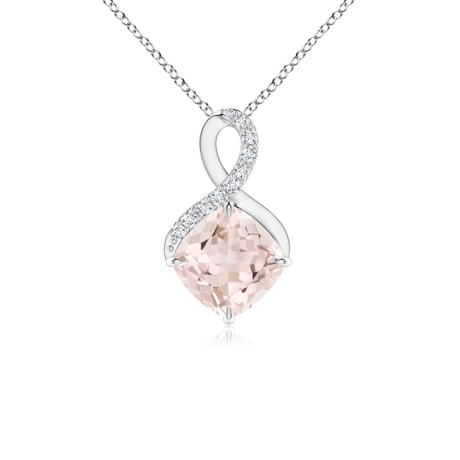 6mm A Claw-Set Morganite Infinity Pendant with Diamonds in S999 Silver 