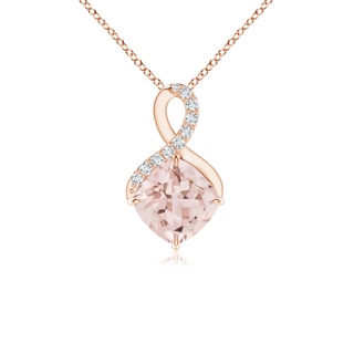 6mm AAA Claw-Set Morganite Infinity Pendant with Diamonds in Rose Gold