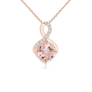 6mm AAAA Claw-Set Morganite Infinity Pendant with Diamonds in 9K Rose Gold