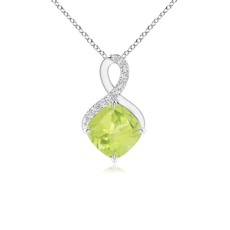 6mm A Claw-Set Peridot Infinity Pendant with Diamonds in White Gold 