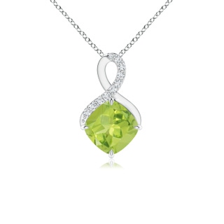 6mm AA Claw-Set Peridot Infinity Pendant with Diamonds in White Gold