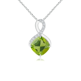 6mm AAA Claw-Set Peridot Infinity Pendant with Diamonds in S999 Silver