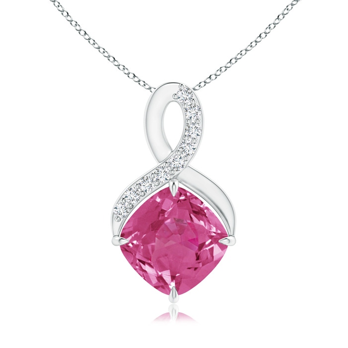 6mm AAAA Claw-Set Pink Sapphire Infinity Pendant with Diamonds in S999 Silver
