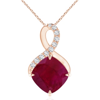 10mm A Claw-Set Ruby Infinity Pendant with Diamonds in Rose Gold