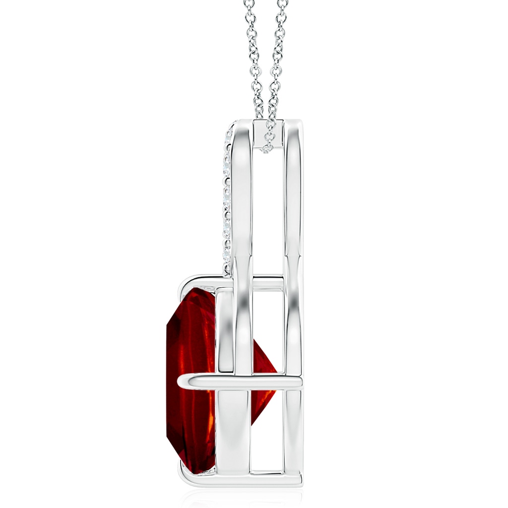10mm AAAA Claw-Set Ruby Infinity Pendant with Diamonds in S999 Silver Side 199