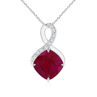 8mm A Claw-Set Ruby Infinity Pendant with Diamonds in P950 Platinum
