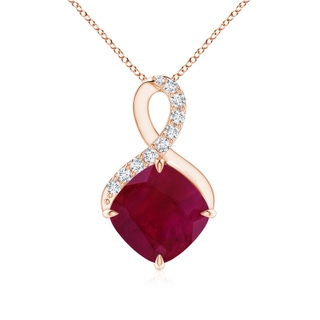 8mm A Claw-Set Ruby Infinity Pendant with Diamonds in Rose Gold