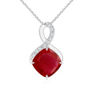 8mm AA Claw-Set Ruby Infinity Pendant with Diamonds in P950 Platinum