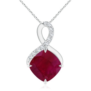 9mm A Claw-Set Ruby Infinity Pendant with Diamonds in P950 Platinum