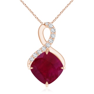 9mm A Claw-Set Ruby Infinity Pendant with Diamonds in Rose Gold