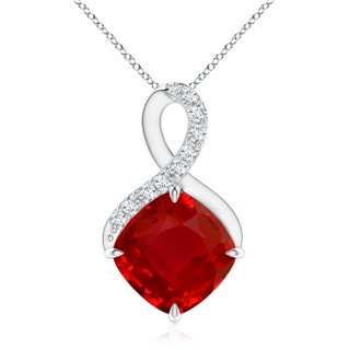 9mm AAA Claw-Set Ruby Infinity Pendant with Diamonds in P950 Platinum