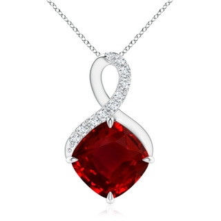 9mm AAAA Claw-Set Ruby Infinity Pendant with Diamonds in P950 Platinum