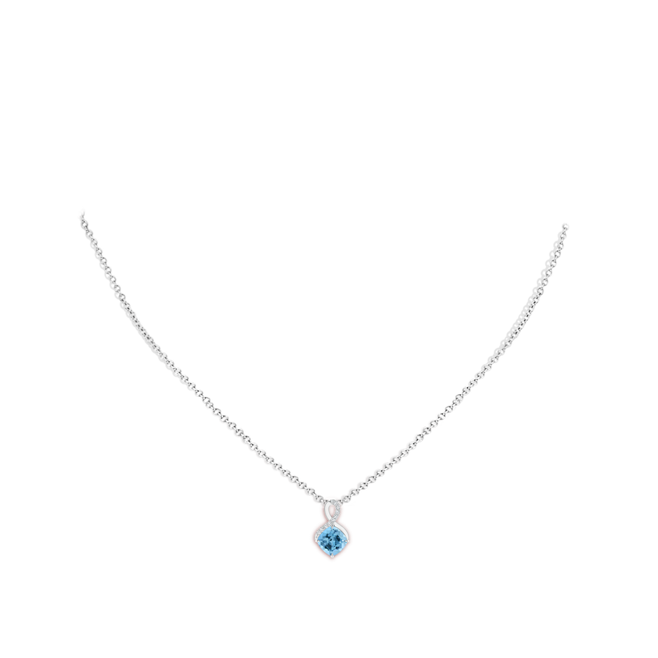 6mm A Claw-Set Swiss Blue Topaz Infinity Pendant with Diamonds in White Gold pen