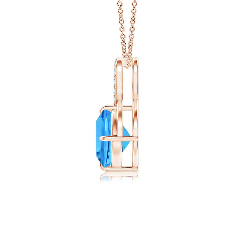 6mm AAAA Claw-Set Swiss Blue Topaz Infinity Pendant with Diamonds in Rose Gold side 199