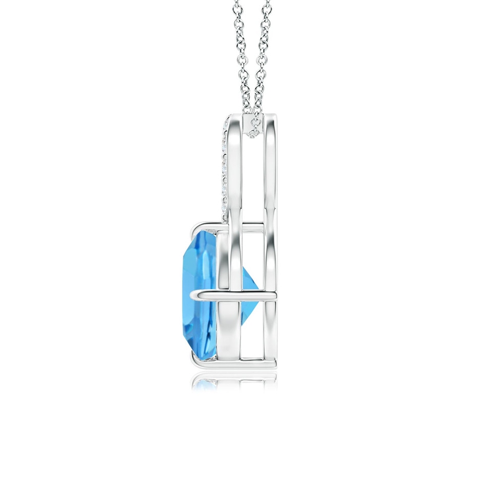 7mm AAA Claw-Set Swiss Blue Topaz Infinity Pendant with Diamonds in S999 Silver side 199