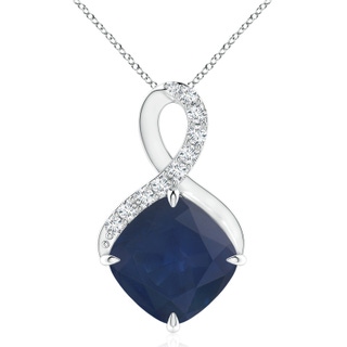 10mm A Claw-Set Sapphire Infinity Pendant with Diamonds in S999 Silver