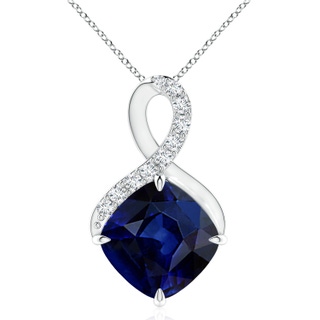 10mm AAA Claw-Set Sapphire Infinity Pendant with Diamonds in S999 Silver