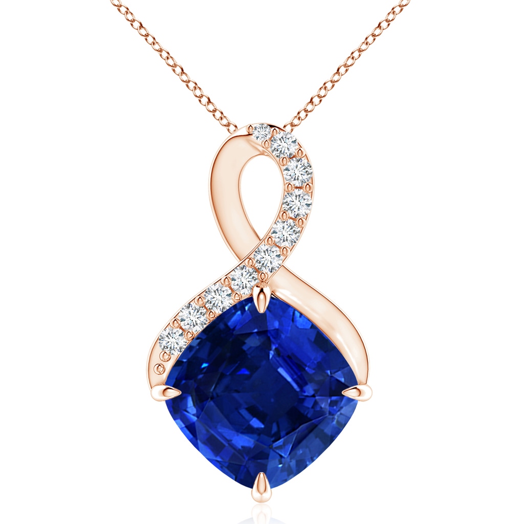 10mm Lab-Grown Claw-Set Sapphire Infinity Pendant with Diamonds in Rose Gold