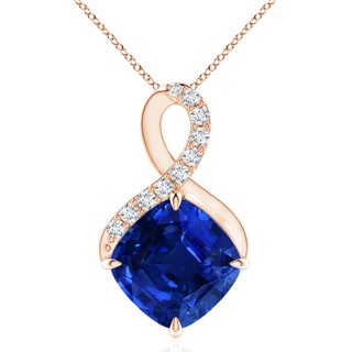 10mm AAAA Claw-Set Sapphire Infinity Pendant with Diamonds in Rose Gold