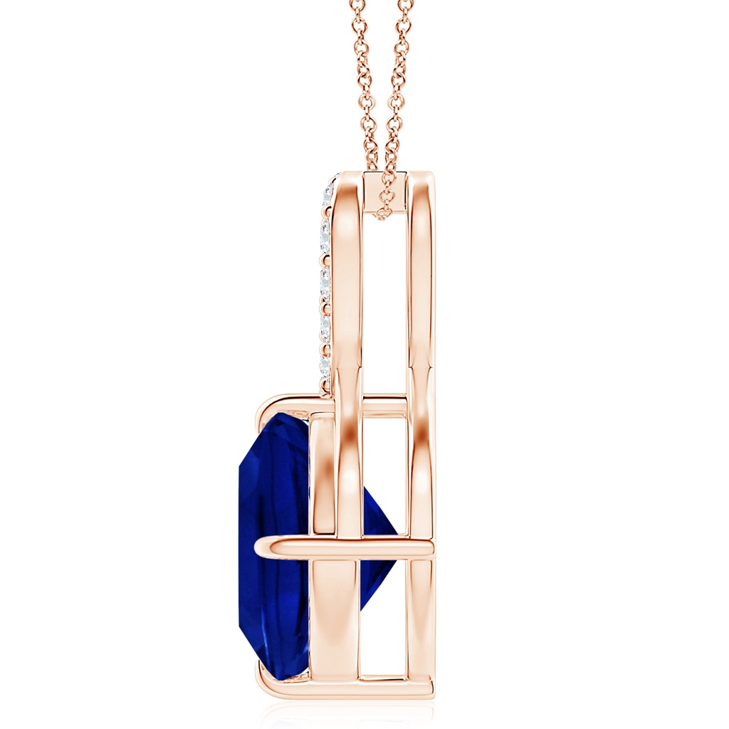 10mm Lab-Grown Claw-Set Sapphire Infinity Pendant with Diamonds in Rose Gold - side 199