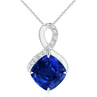 10mm Lab-Grown Claw-Set Sapphire Infinity Pendant with Diamonds in S999 Silver