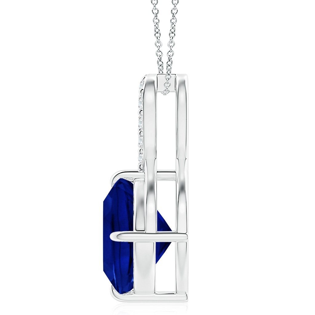 10mm Lab-Grown Claw-Set Sapphire Infinity Pendant with Diamonds in S999 Silver - side 199