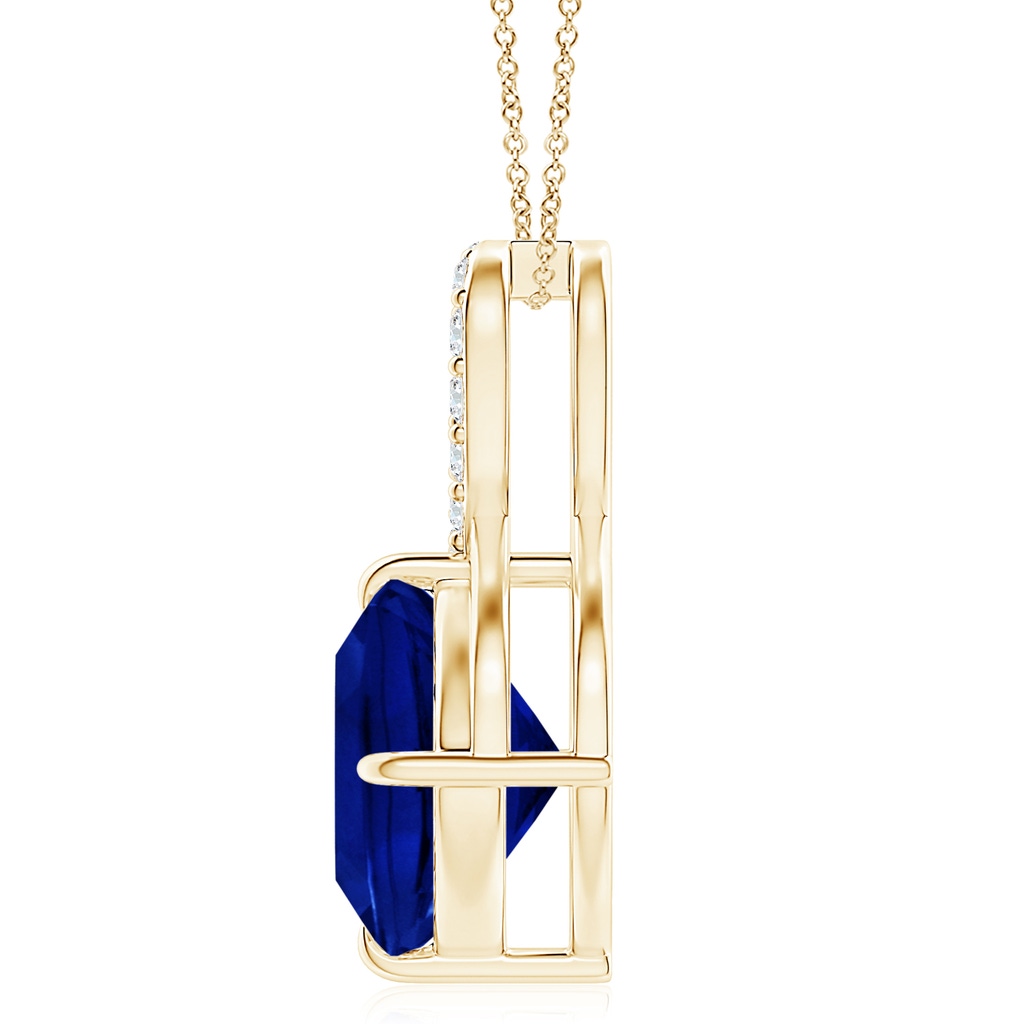 10mm Lab-Grown Claw-Set Sapphire Infinity Pendant with Diamonds in Yellow Gold - side 199