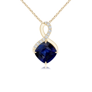 6mm AAA Claw-Set Sapphire Infinity Pendant with Diamonds in Yellow Gold