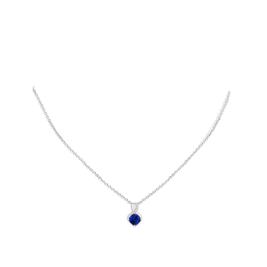 6mm Lab-Grown Claw-Set Sapphire Infinity Pendant with Diamonds in S999 Silver pen