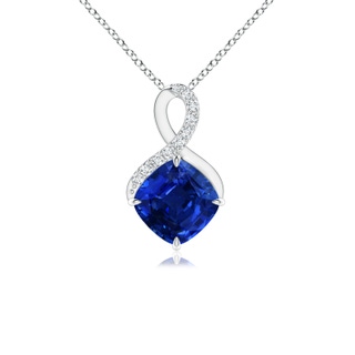 6mm AAAA Claw-Set Sapphire Infinity Pendant with Diamonds in White Gold