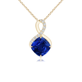 6mm AAAA Claw-Set Sapphire Infinity Pendant with Diamonds in Yellow Gold