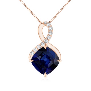 8mm AAA Claw-Set Sapphire Infinity Pendant with Diamonds in Rose Gold