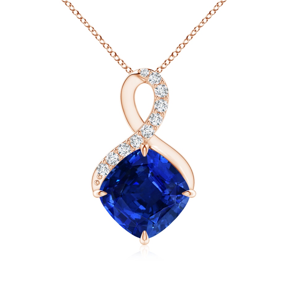 8mm Lab-Grown Claw-Set Sapphire Infinity Pendant with Diamonds in 9K Rose Gold 